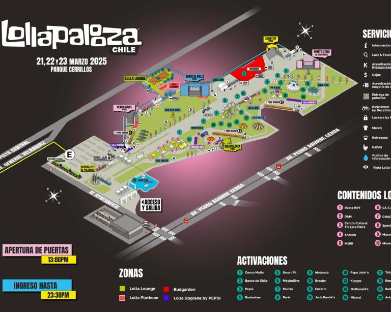 Lollapalooza da a conocer el mapa y las experiencias de su edición 2025